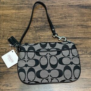 Coach Black and Cream Patterned Wristlet